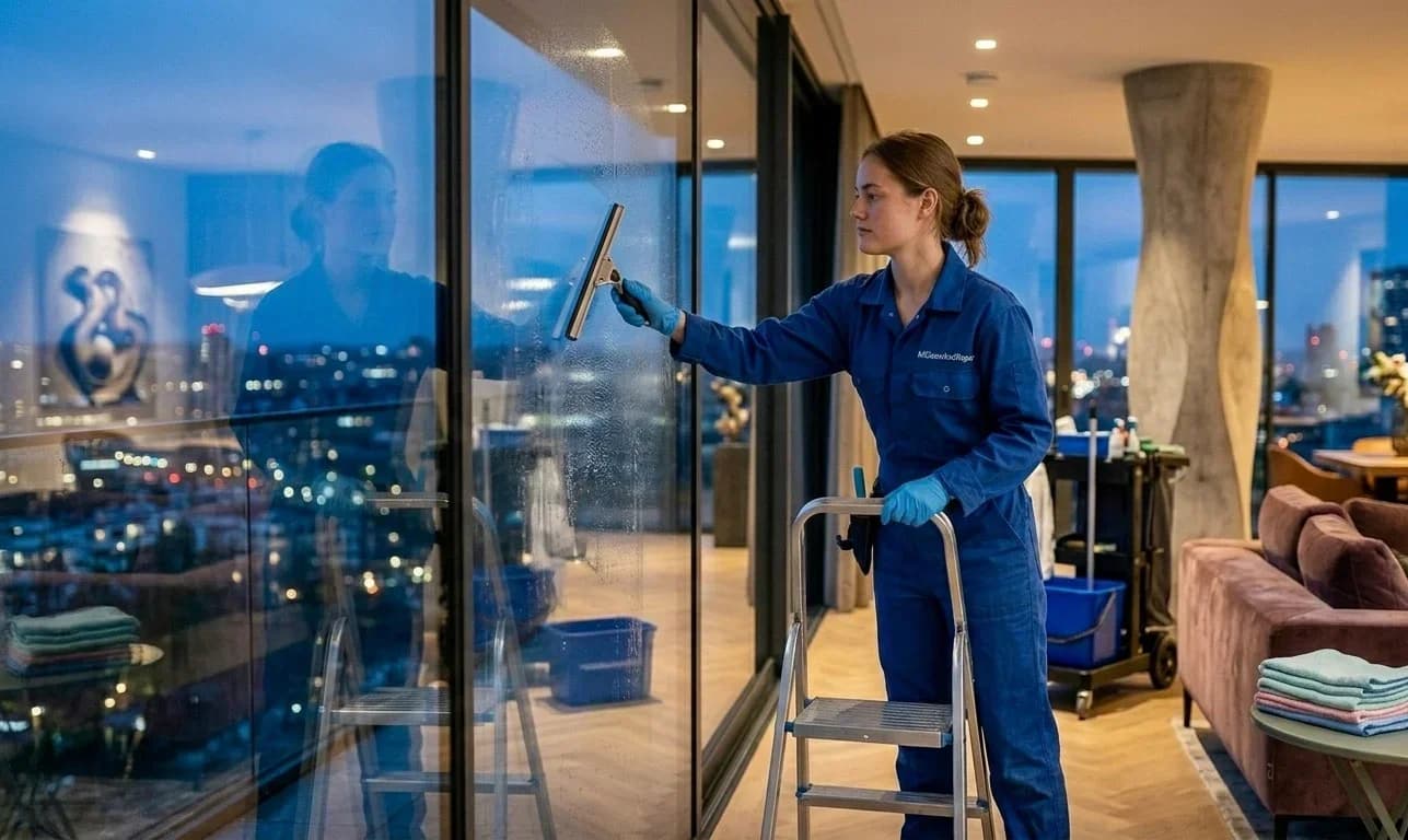 Професионално почистване на прозорци, витрини и дограма.